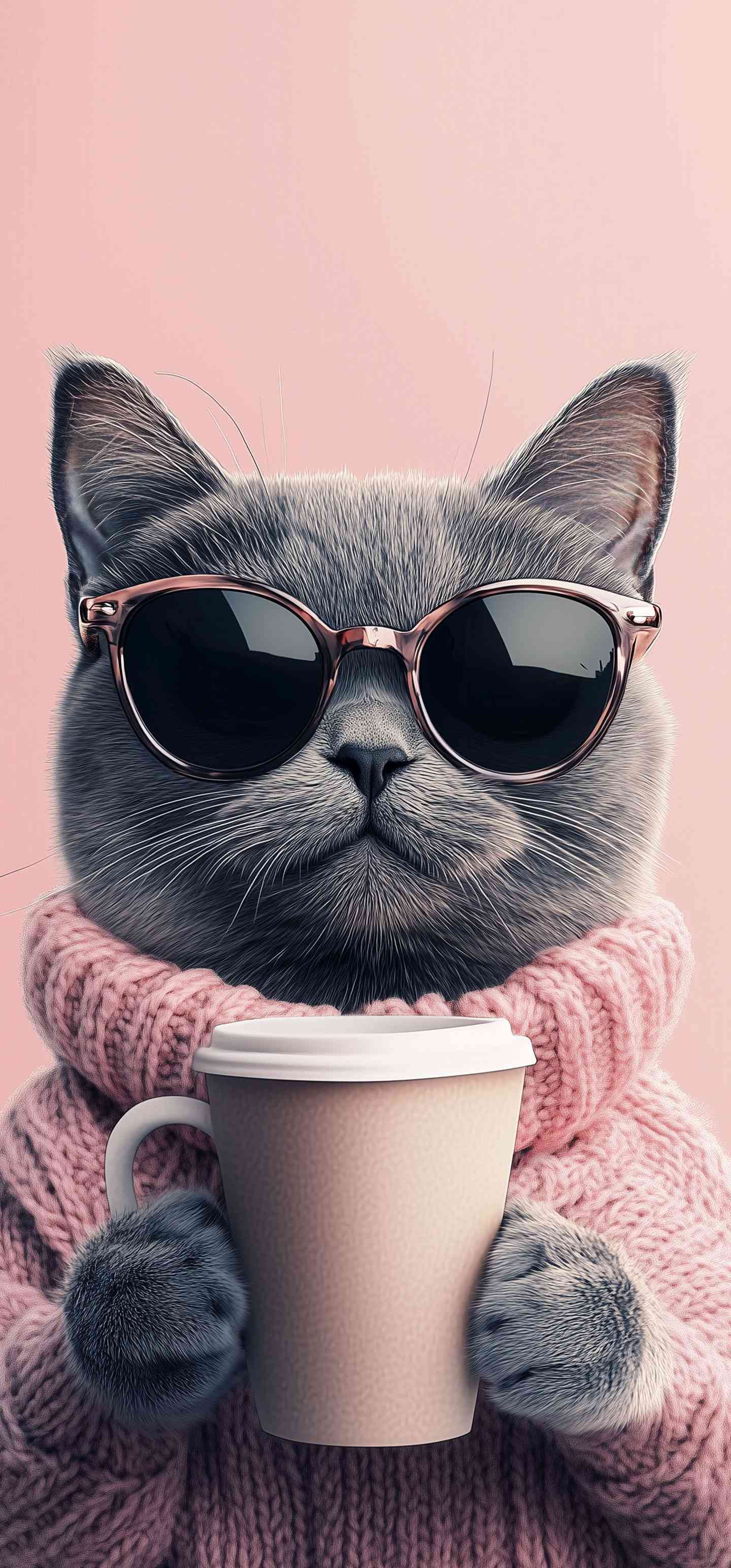 Chic Cat Coffee Wallpaper for Mobile – Cute & Cozy | MirrorLog